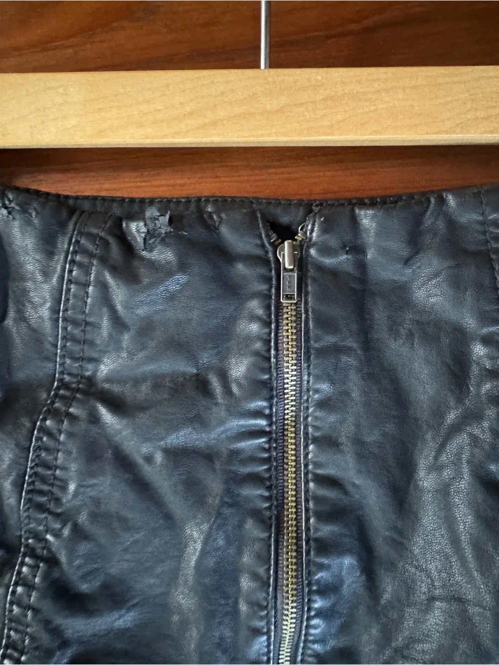 Free People Black Faux Leather Mini Skirt - Sleek Panel Stitch Design